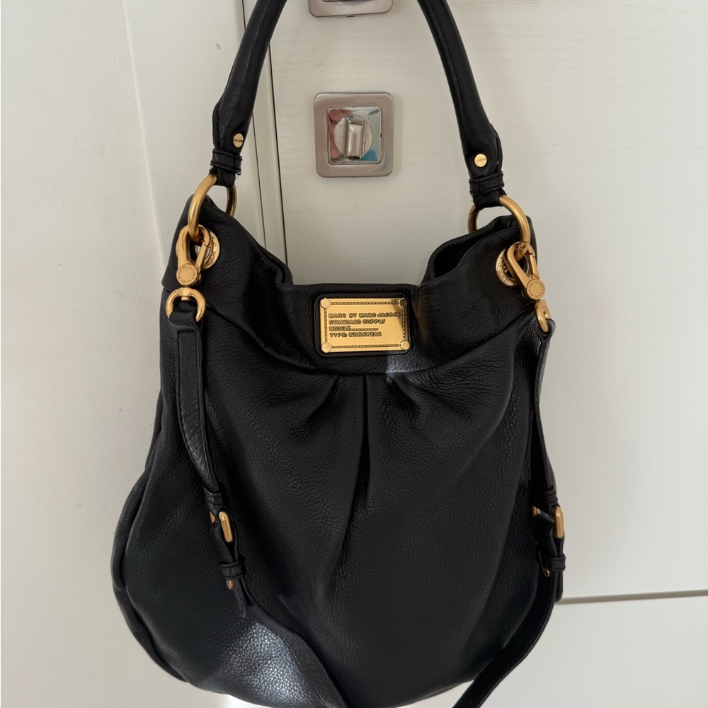 Marc By Marc Jacobs Black Hobo Bag with Gold Accents